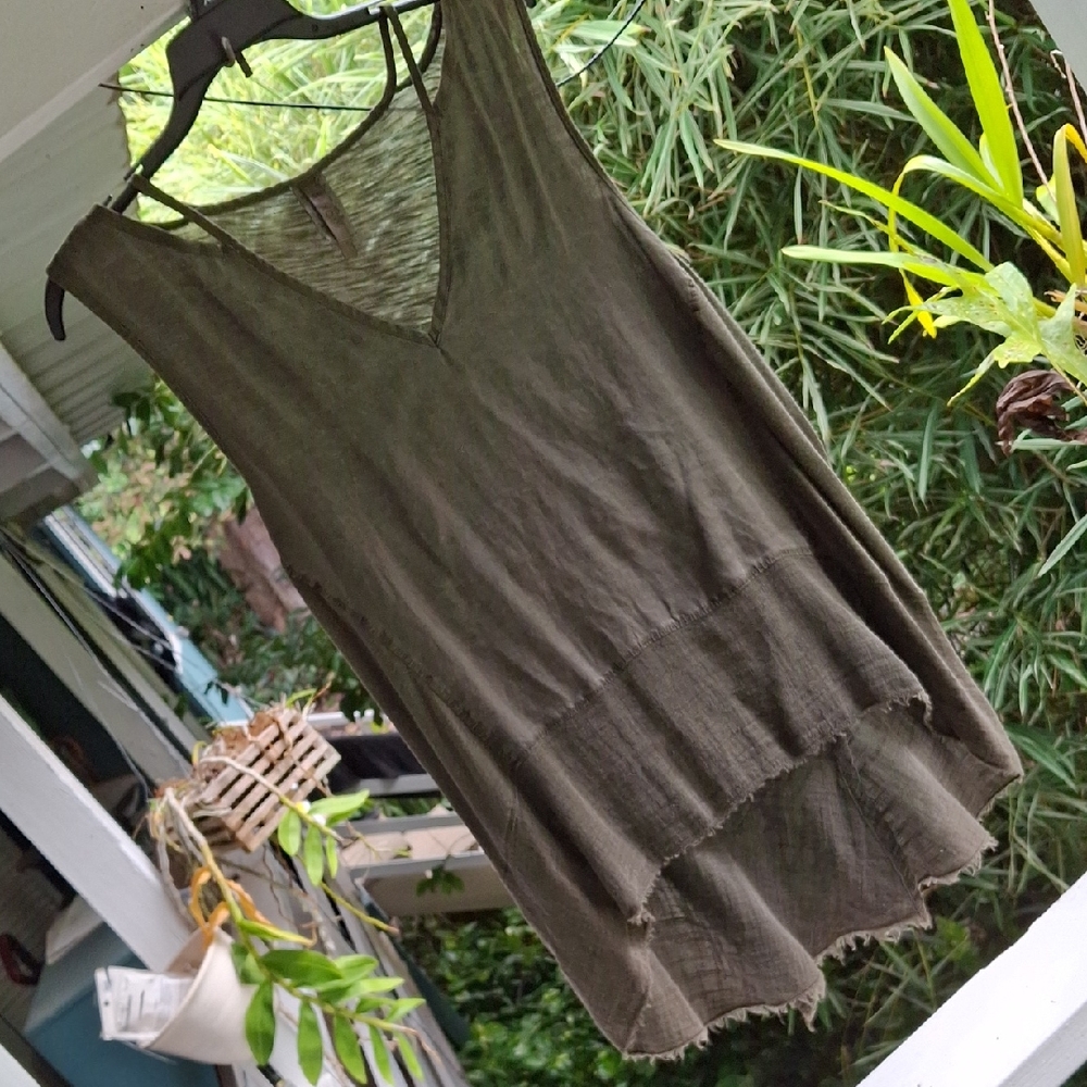 XCVI Olive High low Tank Top